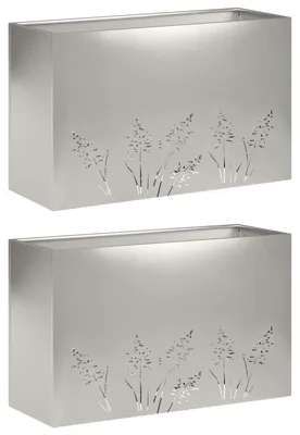 Obrázok produktu pre vidaXL Záhradný kvetináč, 2 kusy, strieborná farba, 80 x 30 x 49 cm, nerezová oceľ