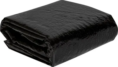 A folded black tarp on a white background.