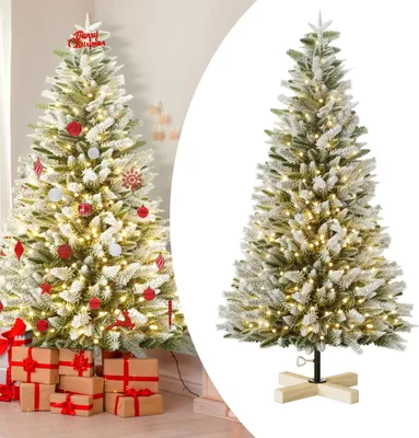 Obrázek produktu pro UISEBRT Umělý vánoční stromek 180 cm s teplými bílými LED diodami a robustním kovovým stojanem - vánoční stromek a dekorace na Vánoce