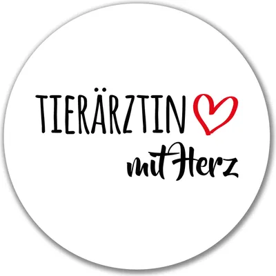 Produktbild von Huuraa Aufkleber Tierärztin mit Herz 10cm rund Sticker Geschenkidee