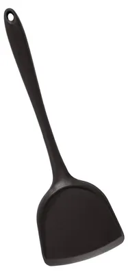 Image de Spatule en silicone résistante à la chaleur et antiadhésive pour la cuisine, avec poignée ergonomique, noire