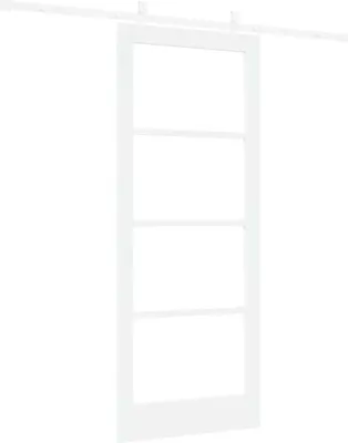 Immagine prodotto di vidaXL Porta scorrevole, 83 x 202 cm, legno massello di pino e vetro, colore bianco
