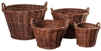 Image de Panier de rangement en osier - Rond - Couleur marron