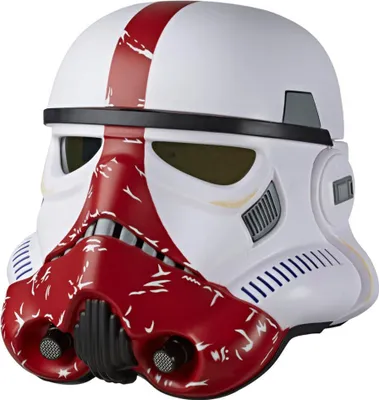 A close-up studio shot of a Star Wars Stormtrooper incinerator helmet.