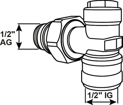 Produktbild von Cornat Heizkörper Eck-Verschraubung 1/2" Messing verchromt Absperrventil