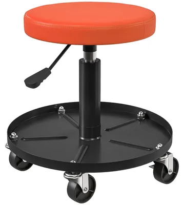 Produktbild von Werkstatthocker Rollen Ablagefläche Höhenverstellbar 38-50 cm 135 kg Orange
