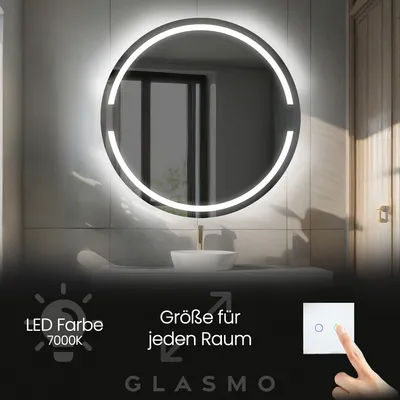Obrázok produktu pre Kúpeľňové zrkadlo s osvetlením 105 cm Eden - Okrúhle zrkadlo s LED osvetlením - Studená biela 7000K - Kúpeľňové zrkadlo Svetelné zrkadlo