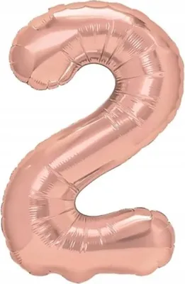 Zdjęcie produktu dla Balon Foliowy W Kształcie Cyfry Dwa "2" Różowe Złoto Balon Dwójka 100Cm