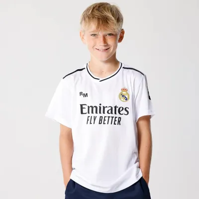 Image de Maillot domicile Real Madrid pour enfants - taille 164 / 14 ans - Saison 2024/2025 - Maillot de football Real Madrid blanc - Produit officiel pour les fans.