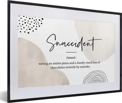 Produktbild von MuchoWow® Gerahmtes Poster Sprichwörter - Snaccident - Zitate - Wörterbuch - Snaccident Definition 60x40 cm - Poster mit Schwarzem Bilderrahmen Wandposter Rahmen Foto Bilder - Schlafzimmer - Plakat in Rahmen - Drucken