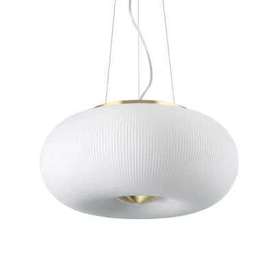 Image de Ideal Lux Lampe à suspendre Arizona 3 flammes blanc, laiton satiné 214474
