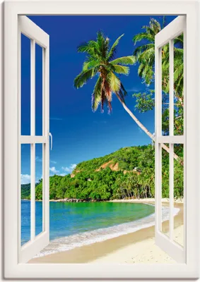 Produktbild von ARTland Leinwandbild Paradies - weißes Fenster Größe: 50x70 cm
