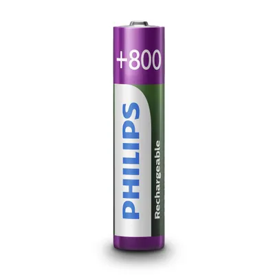 Produktbild von Philips Rechargeables Akku R03B2A80/10, Wiederaufladbarer Akku, 1,2 V, 800 mAh, 2 Jahr(e), Cd (cadmium), Hg (Quecksilber), 36 g