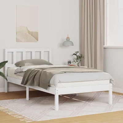 Produktbild von Maison Exclusive - Bettrahmen mit Kopfteil Weiß 80 x 200 cm Massives Kiefernholz
