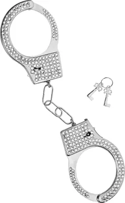 Produktbild von Metall Strass Handschellen mit Schlüssel | Silber