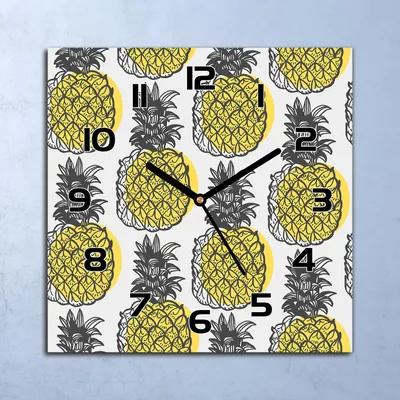 Produktbild von Wanduhr Echt-Glas-Küchenuhr Grau Blüten Tropisch Quarz 30x30 Deko Bilder