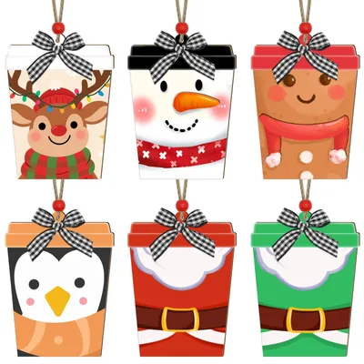 6er Set Holz-Weihnachtskartenhalter, Nussknacker, Schneemann, Weihnachtsmann