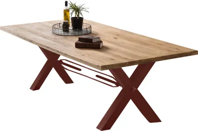 Produktbild von SIT Möbel Esstisch 220 x 100 cm | Tischplatte 40 mm | Wildeiche natur | X-Gestell Metall antikbraun | B 220 x T 100 x H 76 cm | 15882-00 | Serie TABLES & CO