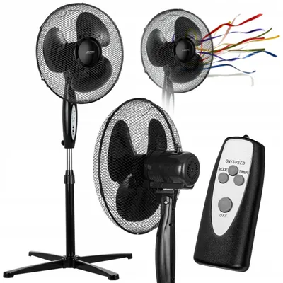 Produktbild von MPM MWP-25/C Standventilator mit Fernbedienung, 45W, Oszillation, 3 Geschwindigkeitsstufen, Timer 0,5–7,5 Std., leistungsstarker Bodenventilator
