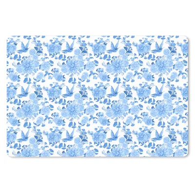 Produktbild von MuchoWow® Schreibtischunterlage Blumen - Muster - Blau 60x40 cm - XXL Mauspad - Großes Mauspad