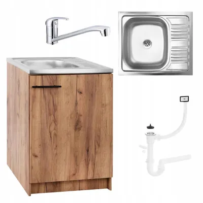 Produktbild von Stamar | Küchenunterschrank - mit Spüle Deante - goldene Eiche - 60 x 50 cm - Set mit Siphon für Spüle