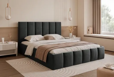 Produktbild von Besilio Möbel - Polsterbett 120x200 Tamara Slim - Modern Bett mit Lattenrost & Bettkasten - Samtstoff - Schwarz & Velluto 20