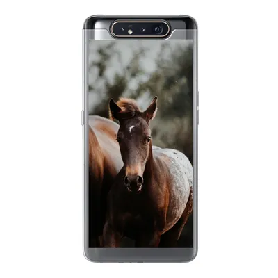 Produktbild von MuchoWow® Handyhülle Schutzhülle Hülle für Samsung Galaxy A80 Pferde - Wald - Berge Silikon Softcase Handy Hülle - Schutzdeckel