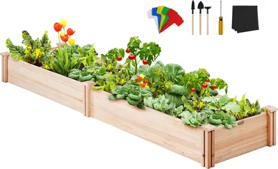 Produktbild von VEVOR Hochbeet 240 x 60 x 25 cm Pflanzkasten Tannenholz Gemüsebeet Blumenkasten Kräuterbeet Gartenbeet Pflanzkübel Ideal für den Anbau von Gemüse, Obst, Kräutern, Sukkulenten usw.