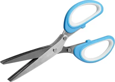 Produktbild von 5 Klingen Kräuterschere Küche aus Edelstahl | Mehrzweckschere mit Reinigungsbürste | Universal Küchenschere mit 5 Edelstahlklingen | Kräuterschneider | Gemüseschere | Schnittlauchschere [Farbe: blau]