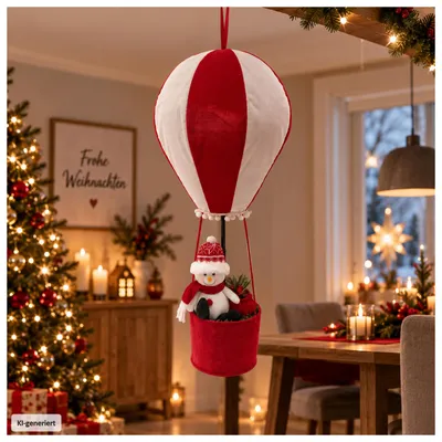 Produktbild von Weihnachtsfigur Schneemann im Heißluftballon