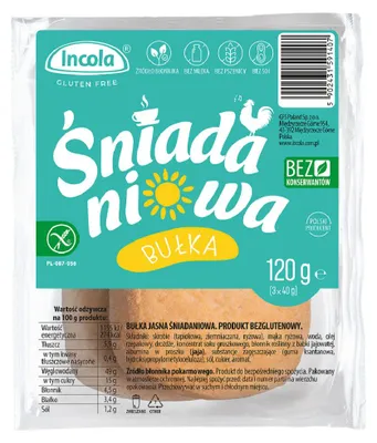 BUŁKI ŚNIADANIOWE BEZGLUTENOWE (3 szt.) 120 g - INCOLA