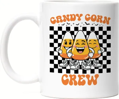 Produktbild von Candy Corn Crew Tasse Weiß Geschenkidee Halloween Party Süßigkeiten Herbst