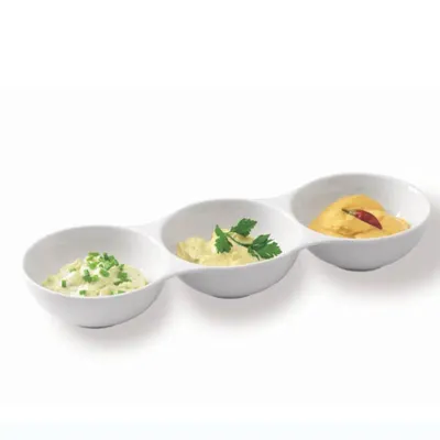 Produktbild von Tognana Antipasti-Schale/Dippschale aus Porzellan, mit DREI Segmenten, 37 x 12 x 6 cm