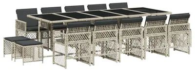 Immagine prodotto di vidaXL set da pranzo da giardino da 15 pezzi con cuscini in rattan grigio chiaro