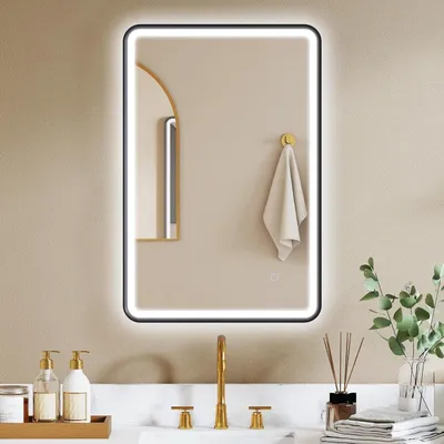 Immagine prodotto di Specchio da bagno a LED - Specchio con illuminazione - Specchio per il bagno - Specchio a LED - Specchio illuminato - 90x60 cm