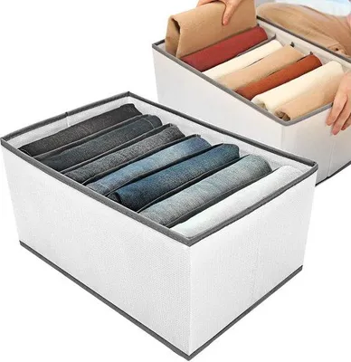 Obrázok produktu pre 7-komorový systém na ukladanie oblečenia, skladací, na nohavice, džínsy, košele, svetry, 2 ks