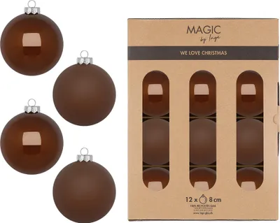 Produktbild von Weihnachtskugeln Glas 8cm 12 Stück - Creamy Hazelnut