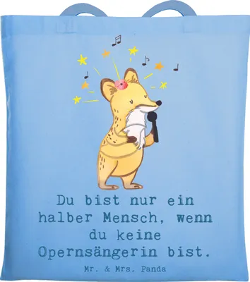 Produktbild von Mr. & Mrs. Panda Uni Tasche Opernsängerin Herz - Sky Blue - Geschenk, Tote Bag, Stoffbeutel, Shopping, Schultasche, Laptoptasche