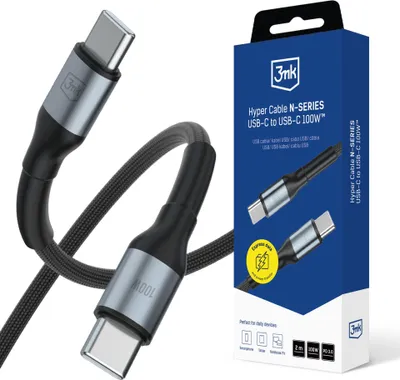 Immagine prodotto di Cavo 3mk Hyper N-SERIES USB-C, USB-C 2m 20V/5A 100W, nero