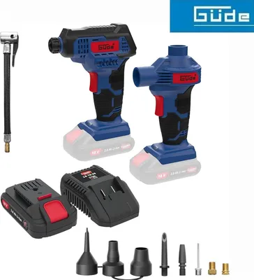 Produktbild von Güde 18V Akku Kompressor u. Luftpumpenset KLS 18-0 mit Akku 2 Ah / Ladegerät 3A