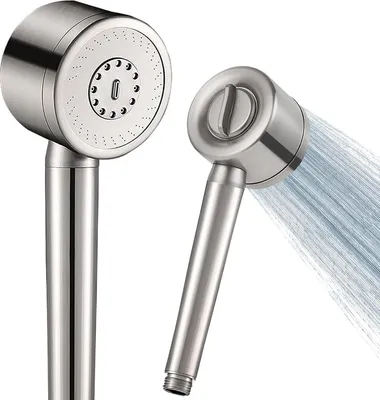 Produktbild von Ganzmetall Duschkopf,Duschbrause Druckerhöhend,304 Edelstahl Brausekopf Dusche,Wasser Sparen Handbrausen-3 Einstellbare Sprühmodi,Fallsicher und Robust Anti Kalk Duschkopf (Silber)