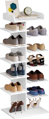 Produktbild von WOLTU Schuhregal mit 12 Ebenen, weißer Schuhschrank für Flur, platzsparendes Regal für Schuhaufbewahrung, Schuhablage aus Holzwerkstoff, Schuhorganizier