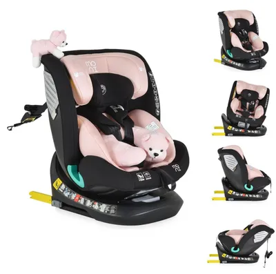 Produktbild von Moni Kindersitz Serengeti i-Size (40-150cm) Isofix, Kuscheltier, Nackenkissen rosa