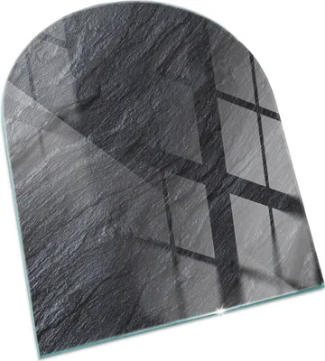 Produktbild von Texturierte Steinoberfläche – Glasbodenplatte für – Kaminofen – Kaminplatte Glas – Schutzglas – Funkenschutzplatte –Glasbodenplatte Feuerfeste – Hitzeschutzplatte – Bodenschutz aus Glas – 80x70 cm