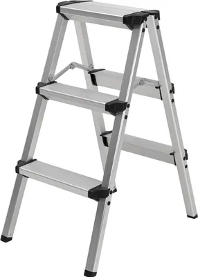 Produktbild von Craftfull Doppel-Klapptritt CF-131A | Aluminium-Trittleiter - Anti-Rutsch - Leiter - Klappbar - Sicherheitsbügel - 150 kg - 2-5 Stufen (2 x 3 Stufen)