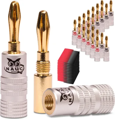 Produktbild von Bananenstecker 24K vergoldet Schrumpfschlauch 28x NAUC High End Steckverbinder