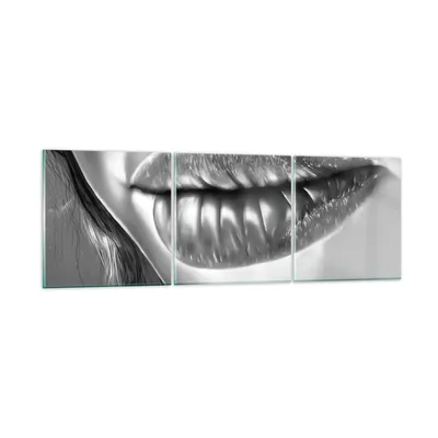 Produktbild von Bilder auf glas - Lippen Gesicht weiblich Lippenstift - 150x50cm - Glasbilder - Wandbilder - Kunstdruck - Wanddekoration aus Glas - Glas Bilder - Wandbild auf Glas - GCA150x50-2266
