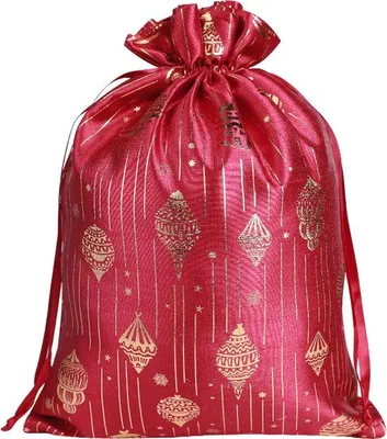 Produktbild von INF Weihnachtliche Baumwollbeutel mit Kordelzug 20x30cm (2er-Pack) - Festliche Geschenktüten