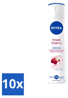 Obrázok produktu pre 10 kusov antiperspirantu a deodorantu Nivea Fresh Cherry, 150 ml - výhodný balík