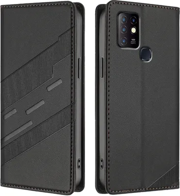 Obrázek produktu pro Pouzdro pro Infinix Hot 10,Polyuretankožené peněženkové pouzdro s přihrádkou na karty a funkcí stojánku Schwarz